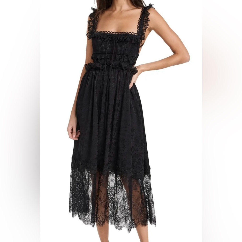 For Love And Lemons Lace Midi Dress, Black, Size Medium
